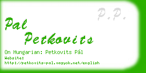 pal petkovits business card